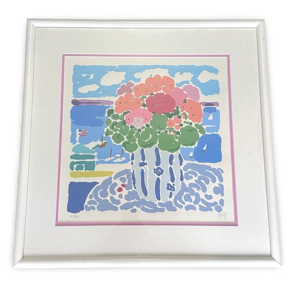 John Botz Signed Numbered Silkscreen Print Floral Coastal Still Life ED 300 22"